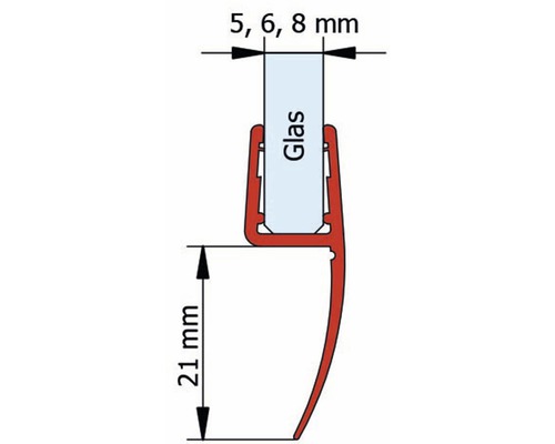 Schulte Universal Dichtleiste senkrecht 5,6,8 mm/2000 mm Breite