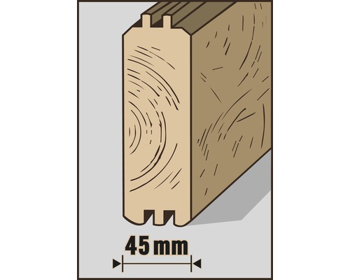 Profilé en bois d''une largeur de 45 millimètres