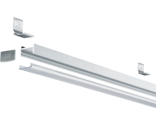 LED Profil mit Abdeckung und Montageklammern