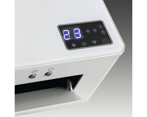 Detailansicht eines Luftbefeuchters mit Digitalanzeige und Bedienelementen