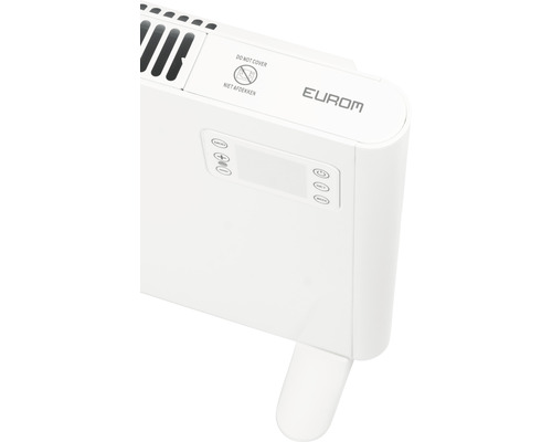 Radiateur Eurom avec commande numérique et avertissement, ne pas couvrir