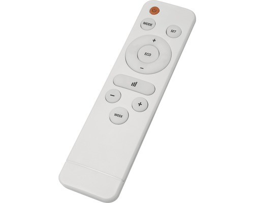 Télécommande blanche avec différents boutons pour commander un appareil
