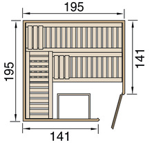 Massivholzsauna Weka Turku Eck Gr.2 inkl. 7,5 kW Bio Ofen mit digitaler Steuerung und Holztüre mit Isolierglas wärmegedämmt