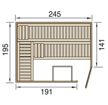 Massivholzsauna Weka Turku Eck Gr.3 inkl. 7,5 kW Ofen mit digitaler Steuerung und Holztüre mit Isolierglas wärmegedämmt