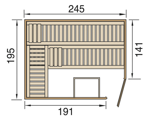 Plan d''une sauna avec dimensions