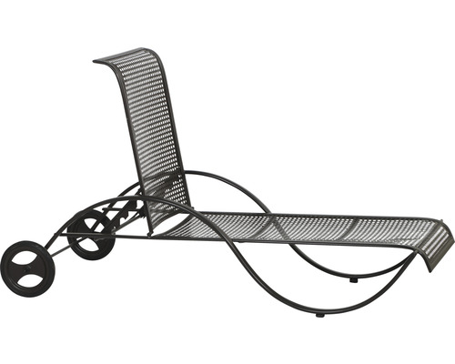 Chaise longue de jardin en métal avec roues