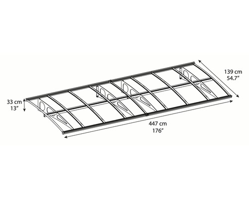 Illustration einer Überdachung mit Maßangaben.