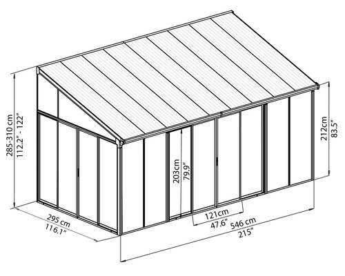 Illustration d''une serre avec des dimensions