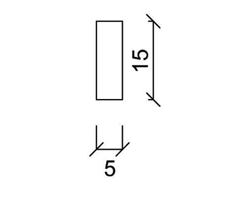 Technische Zeichnung mit Maßangaben 15 und 5