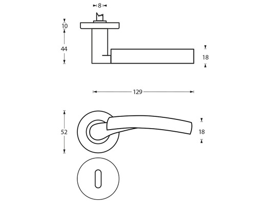 Dessin technique d''une poignée de porte avec dimensions