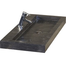 Einzelbadmöbel Sanox Dante BxHxT 101 x 170 x 45,5 cm Frontfarbe weiß hochglanz mit Waschtisch Naturstein schwarz 81706801