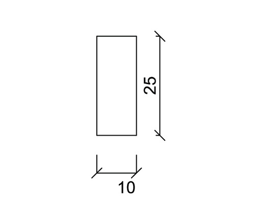 Technische Zeichnung mit Maßangaben 25 und 10.
