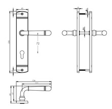 Dessin technique d''une poignée de porte avec dimensions