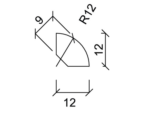 Dessin technique d''un profil de quart de cercle avec dimensions