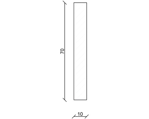 Technische Zeichnung mit Maßangaben 70 und 10