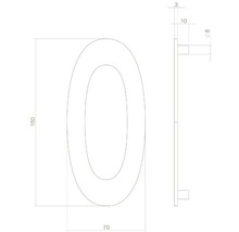 Dessin technique d''un numéro de maison zéro avec indications de dimensions