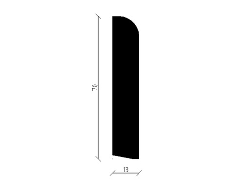 Dimensions d''une plinthe : 70 mm de haut et 13 mm de large