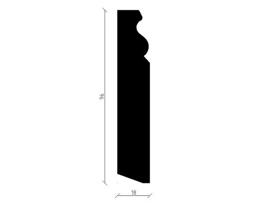 Baguette profilée avec des dimensions de 96 mm de hauteur et 18 mm de largeur