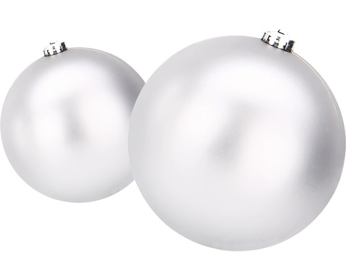 Zwei Christbaumkugeln aus Kunststoff