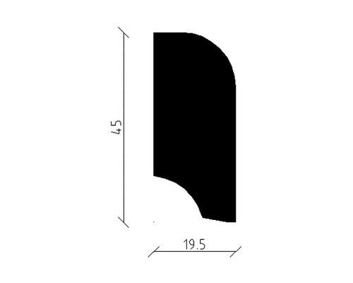 Dimensions d''un profil d''une hauteur de 45 mm et d''une largeur de 19,5 mm