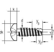 Technische Zeichnung einer Schraube mit Maßen