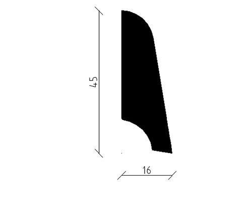 Dessin technique d''une moulure avec les dimensions 45 et 16.