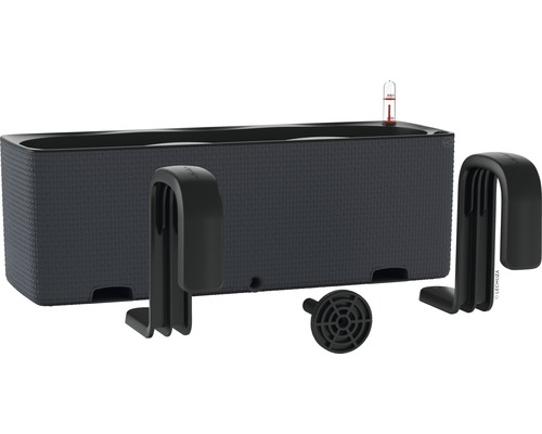 Jardinière de balcon avec système d''irrigation, support et indicateur de niveau d''eau