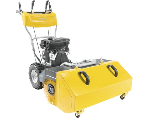 Kehrmaschine mit Rädern und Bürsten