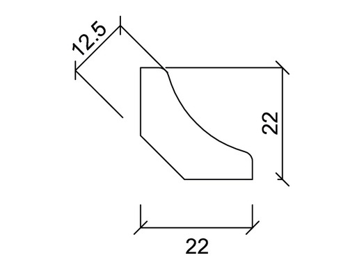 Schéma technique d''un profilé avec dimensions 12,5 mm et 22 mm