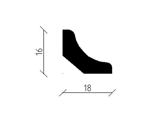 Tringle profilée avec dimensions 16 x 18 millimètres