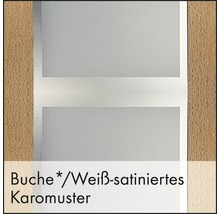 Décor hêtre avec motif à carreaux blanc satiné