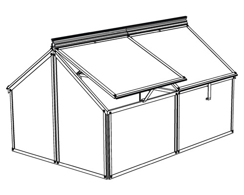 Représentation d''une serre avec une fenêtre de toit ouverte