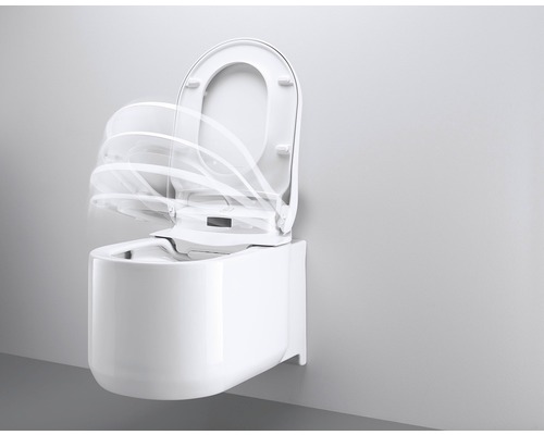 WC suspendu à fond creux avec abattant à fermeture ralentie