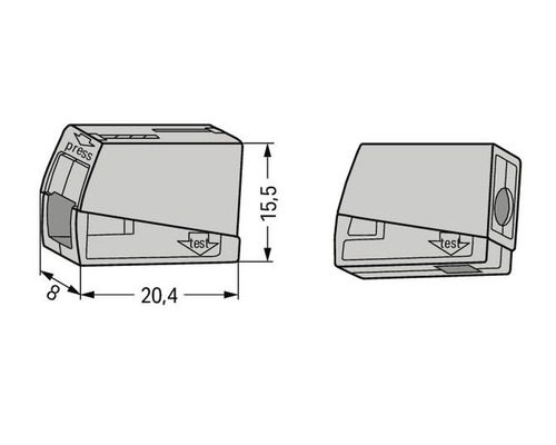 Illustration d''une borne de connexion électrique avec indications de taille