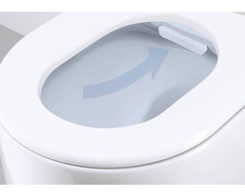 Gros plan de toilettes avec fonction de chasse d''eau