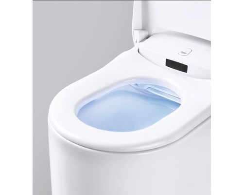 WC douche blanc avec couvercle ouvert