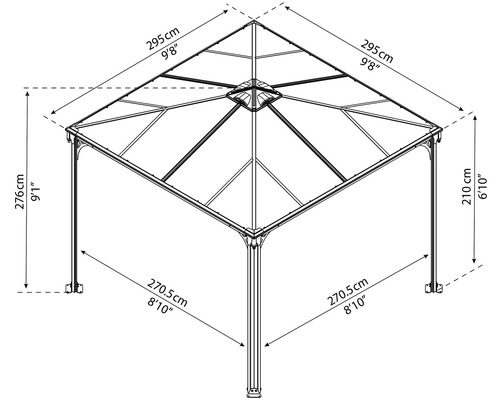 Dessin d''un pavillon de jardin avec dimensions