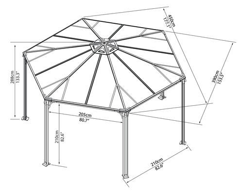 Schéma d''un pavillon avec dimensions