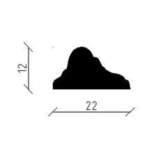 Profilleiste mit Maßangaben: 12 mm Höhe und 22 mm Breite