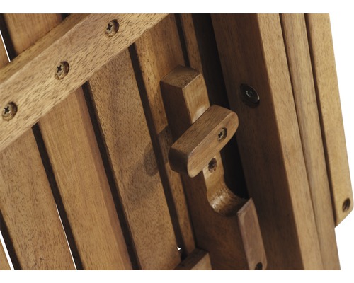 Vue détaillée d''un meuble en bois avec des vis et un mécanisme de fermeture