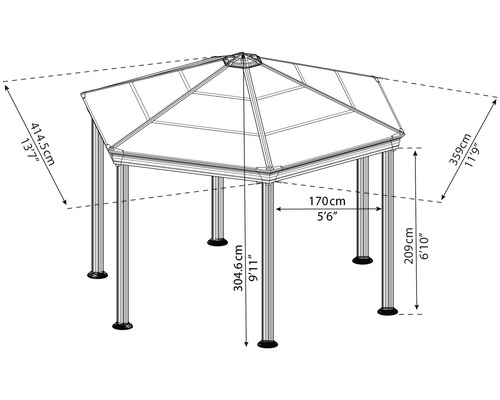 Image d''un pavillon avec dimensions