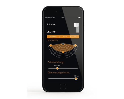 Smartphone mit App zur Steuerung von LED Leuchten