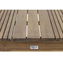Table de jardin en bois avec structure à lattes et logo Siena Garden