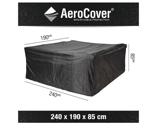 Housse de protection noire pour mobilier de jardin mesurant 240 x 190 x 85 centimètres.