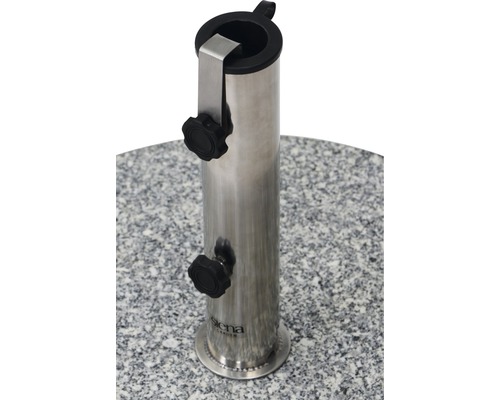 Base de parasol en acier inoxydable sur surface en pierre