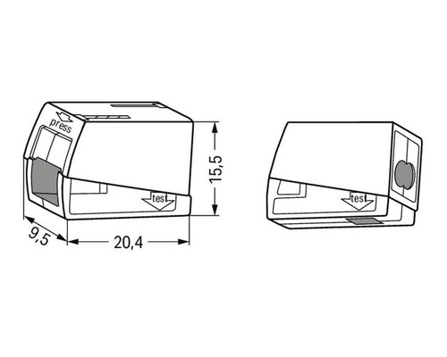 Illustration eines Kabelverbinders mit Maßangaben