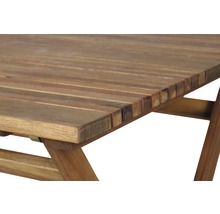 Detailansicht einer Gartentischplatte aus Holzlatten