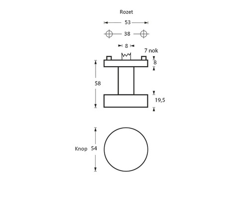 Dessin technique d''une rosette de bouton de meuble avec dimensions