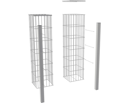 Kit de construction de gabions avec poteaux et fil de fer