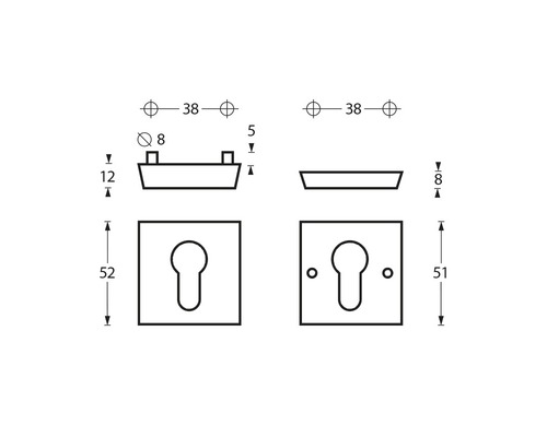 Dessin technique d''une garniture de porte avec dimensions